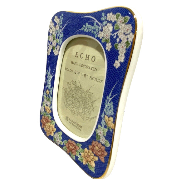 Takahashi ECHO Porcelain Easel Style Photo Frame Picture Holder 3.5" X 5" Oval - Picture 8 of 9